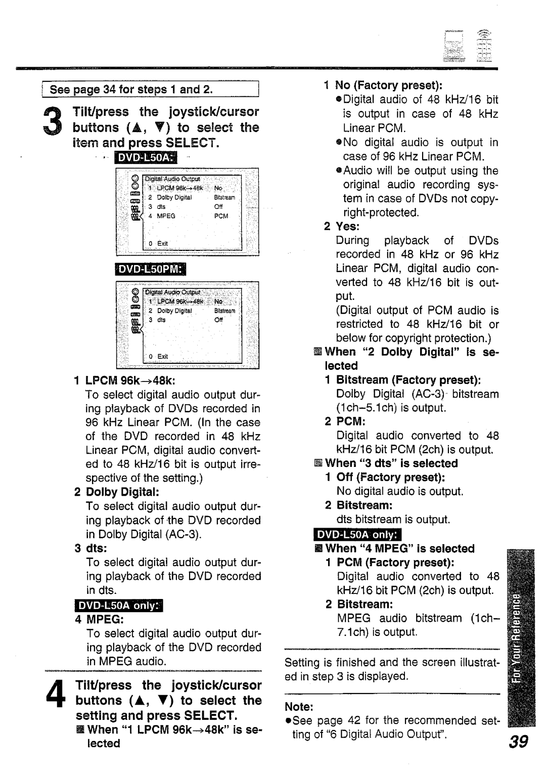 Panasonic DVD-L50A, DVD-L50PM manual 