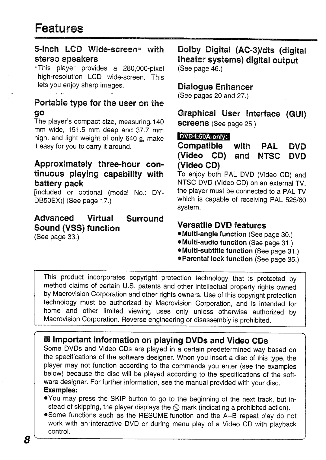 Panasonic DVD-L50PM, DVD-L50A manual 