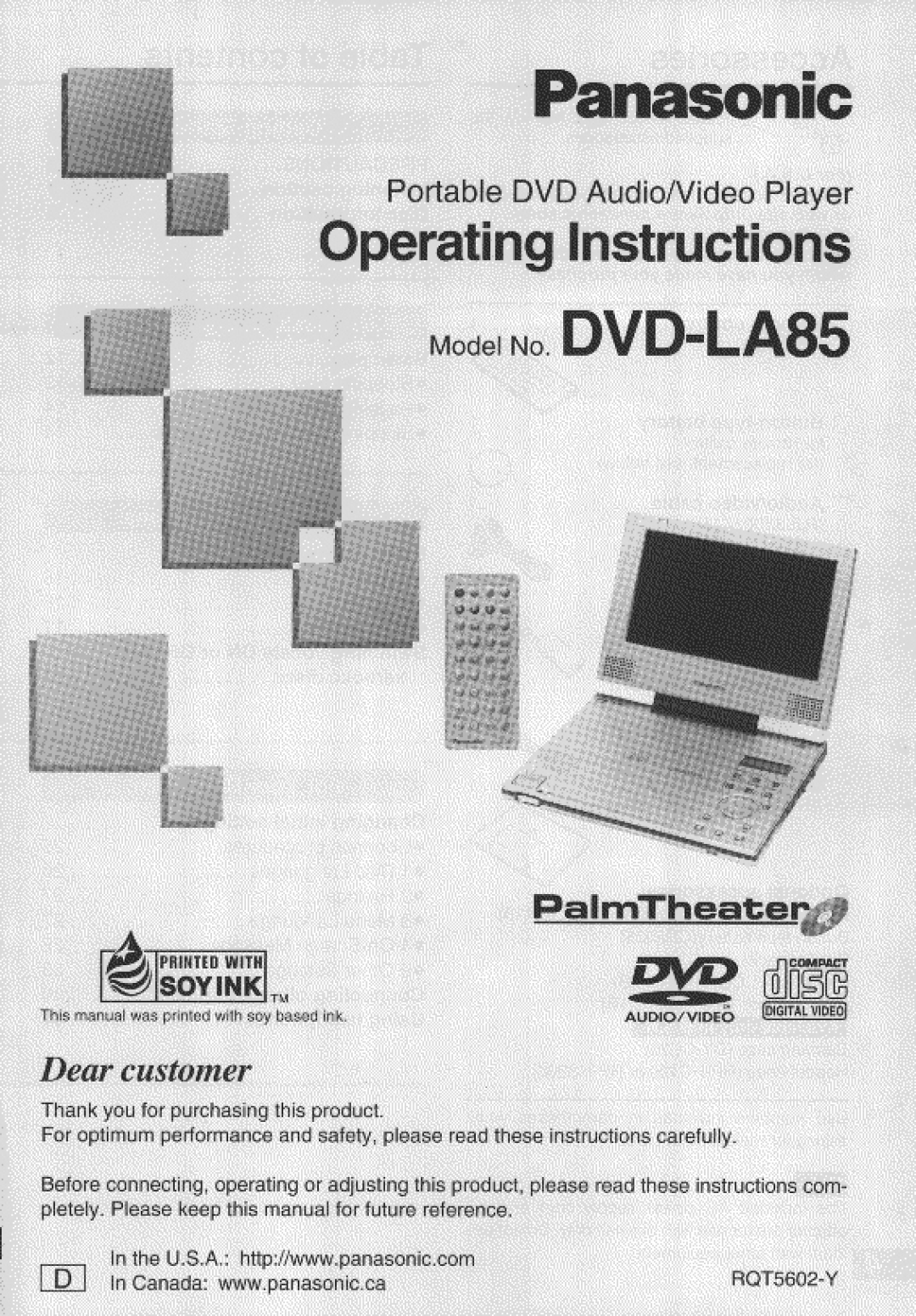 Panasonic DVD-LA85 manual 