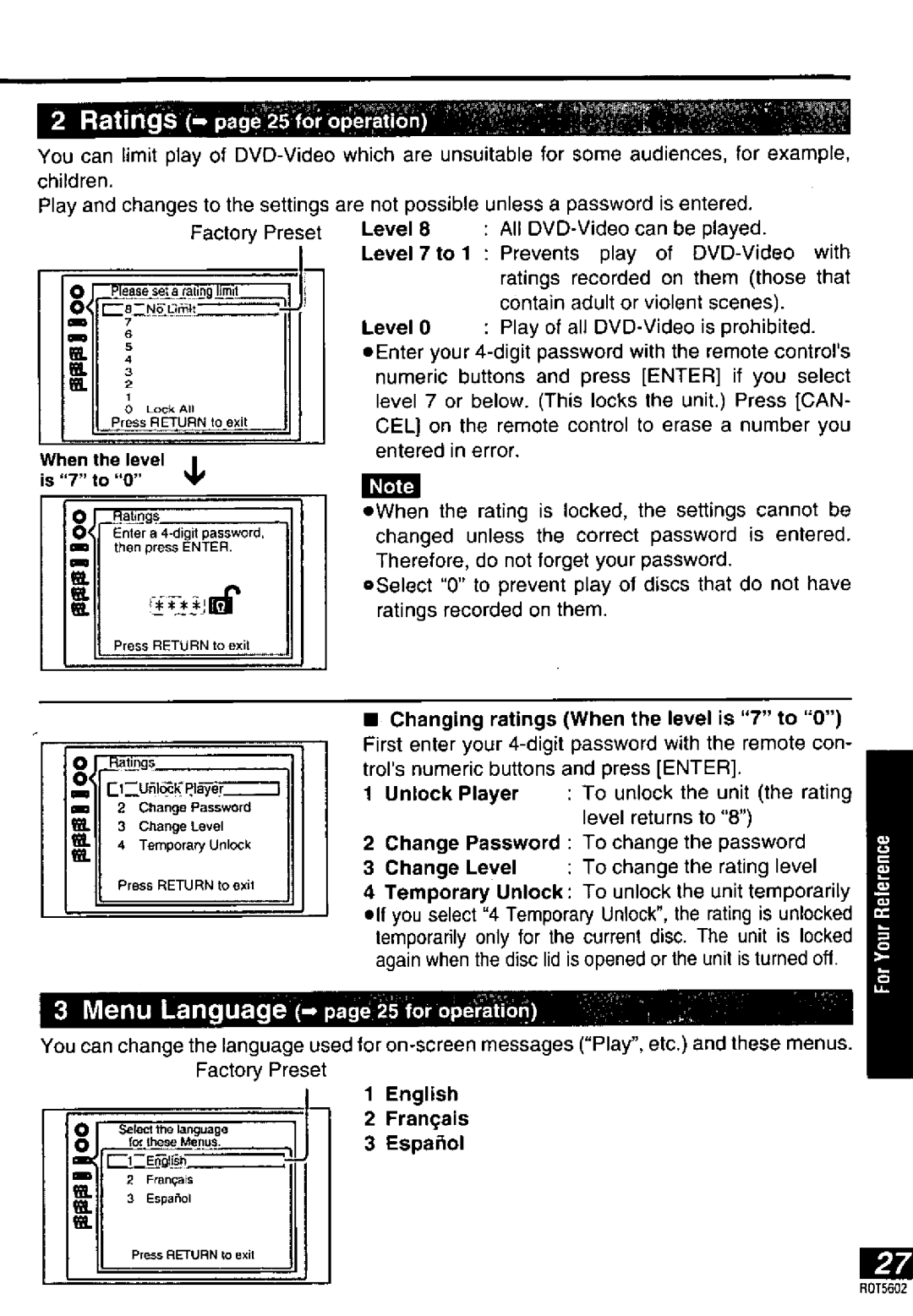 Panasonic DVD-LA85 manual 