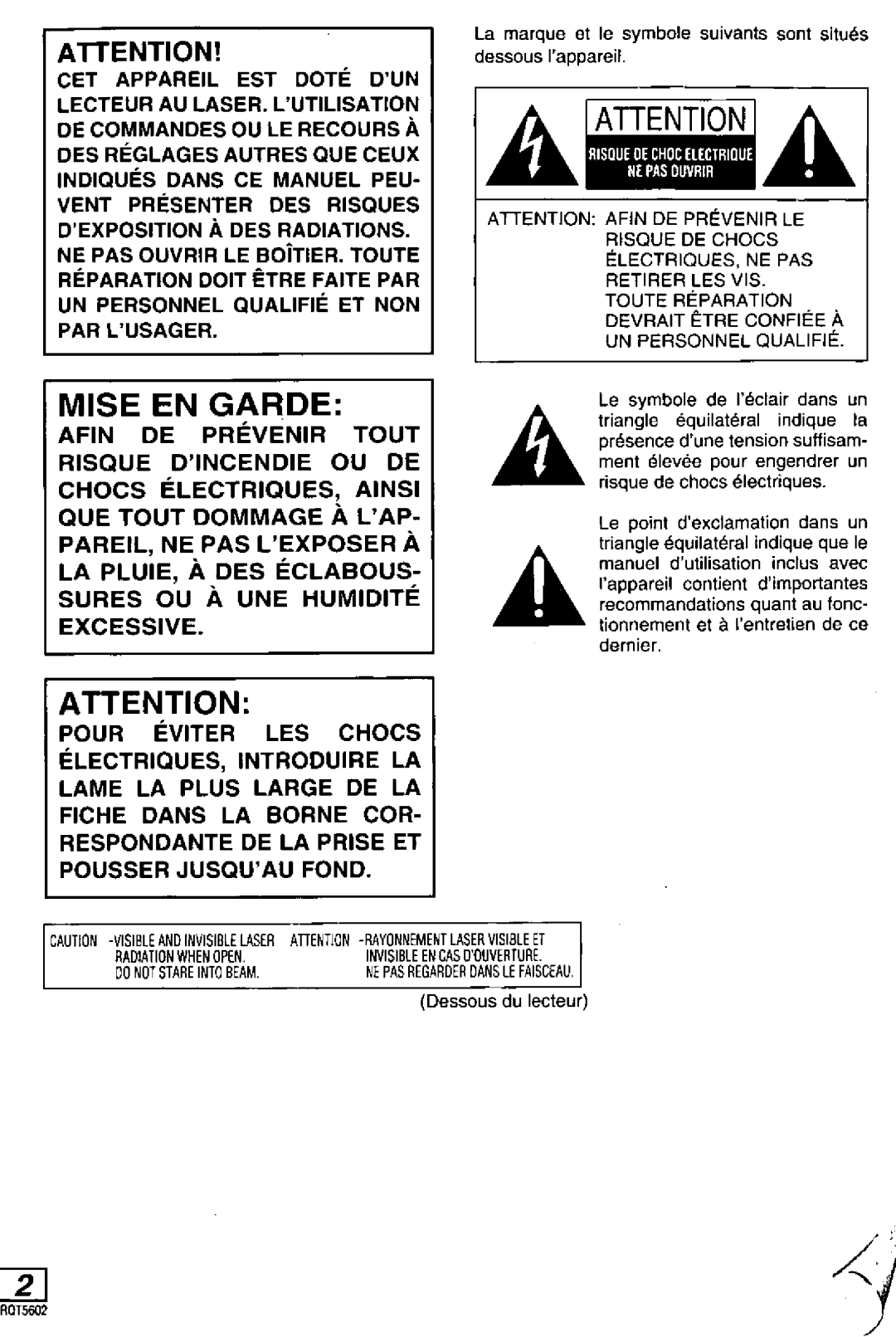 Panasonic DVD-LA85 manual 