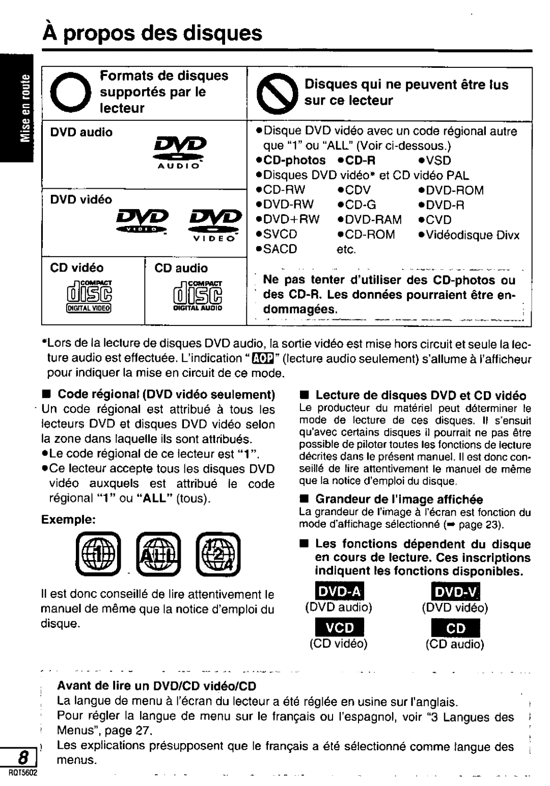 Panasonic DVD-LA85 manual 