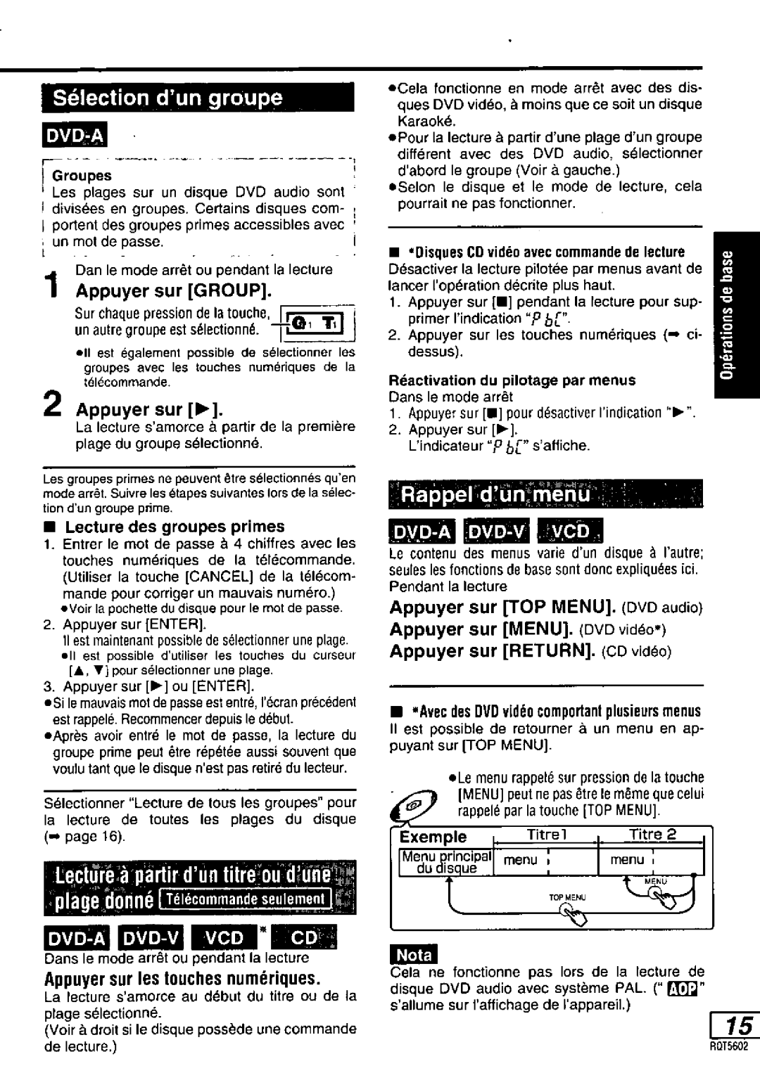 Panasonic DVD-LA85 manual 