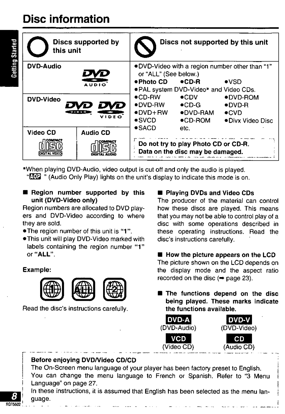 Panasonic DVD-LA85 manual 