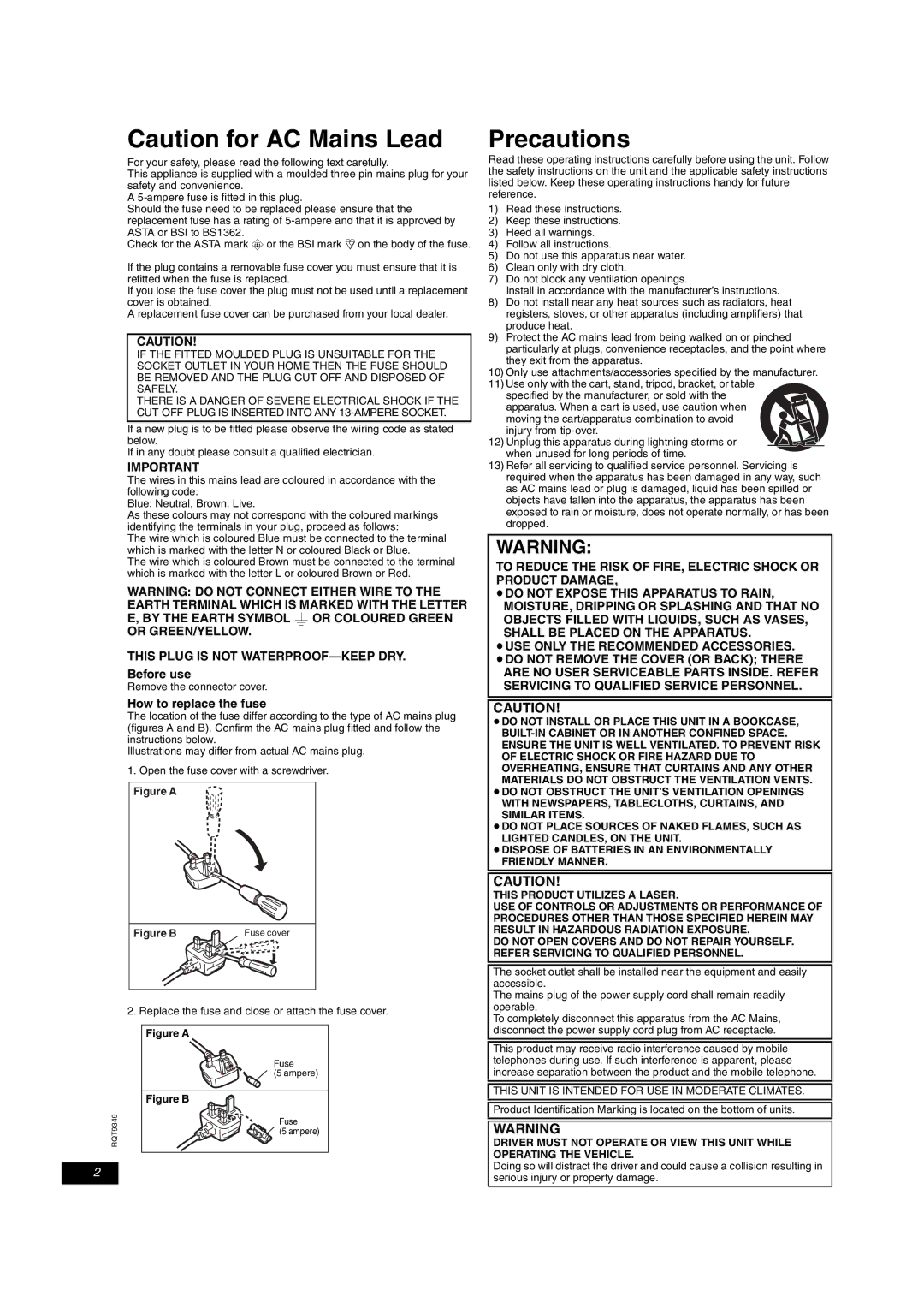 Panasonic DVD-LS84 manual Precautions, Before use, How to replace the fuse 