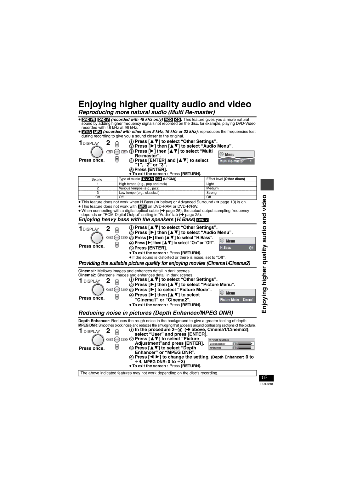 Panasonic DVD-LS91 manual Enjoying higher quality audio and video, Reproducing more natural audio Multi Re-master 