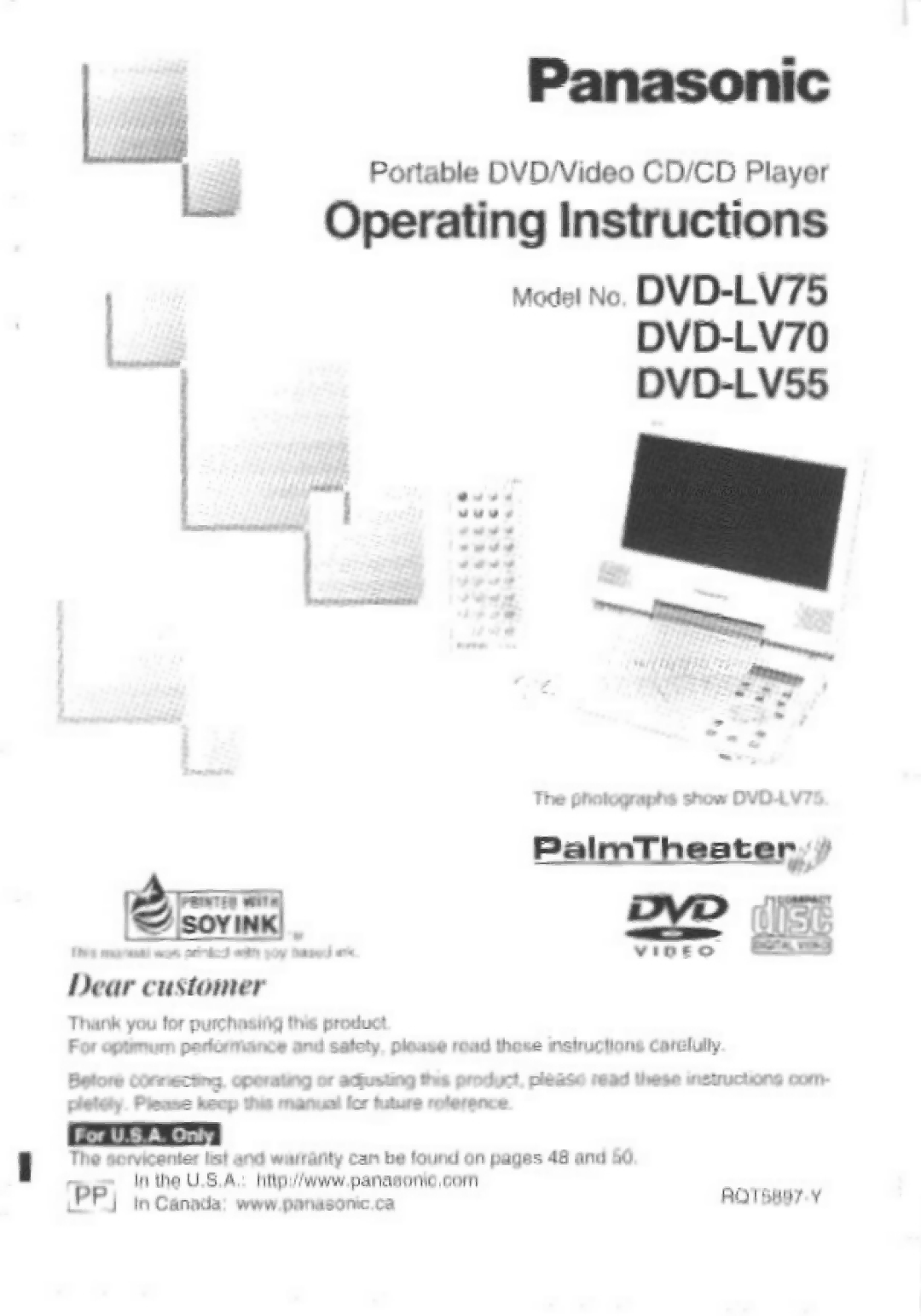 Panasonic DVD-LV55, DVD-LV75, DVD-LV70 manual 