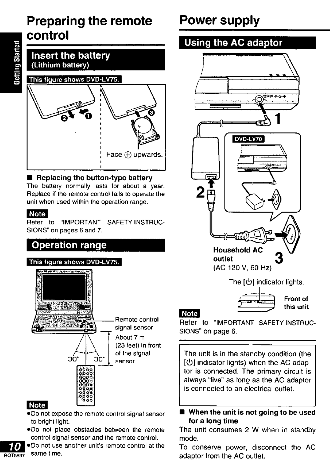 Panasonic DVD-LV55, DVD-LV75, DVD-LV70 manual 