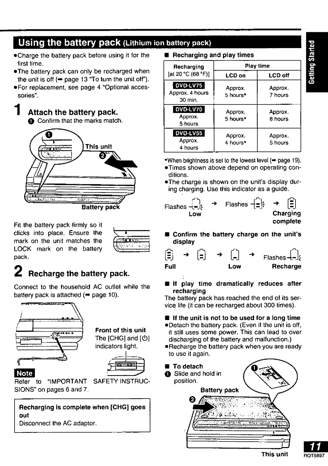 Panasonic DVD-LV70, DVD-LV75, DVD-LV55 manual 