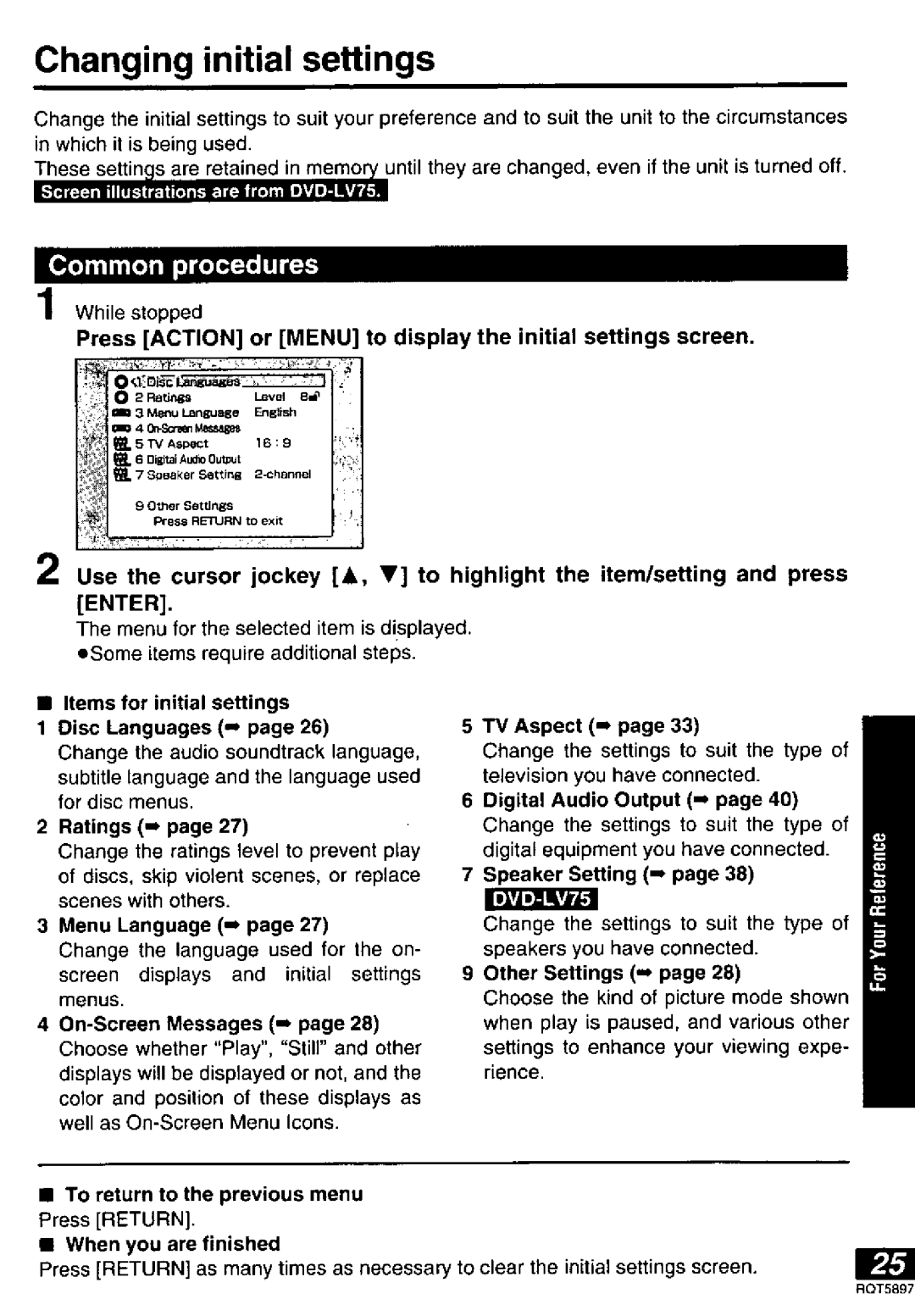 Panasonic DVD-LV55, DVD-LV75, DVD-LV70 manual 