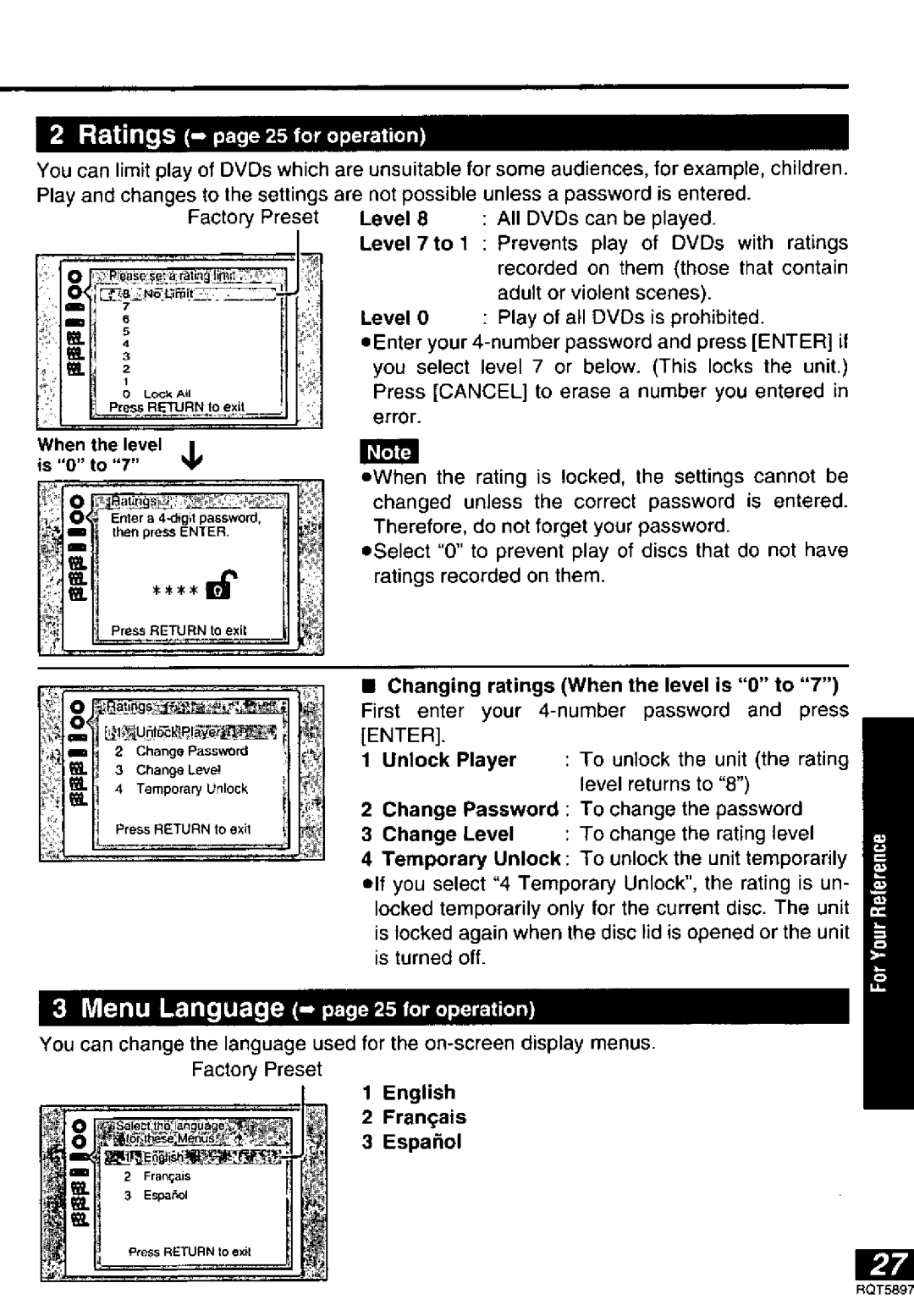 Panasonic DVD-LV75, DVD-LV55, DVD-LV70 manual 