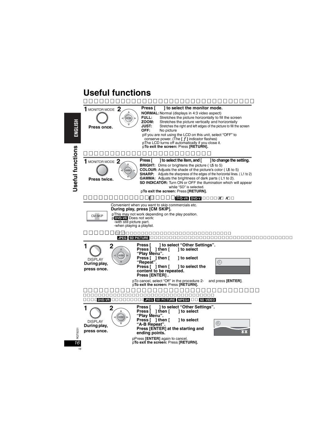 Panasonic DVD-LX110 manuel dutilisation Useful functions 