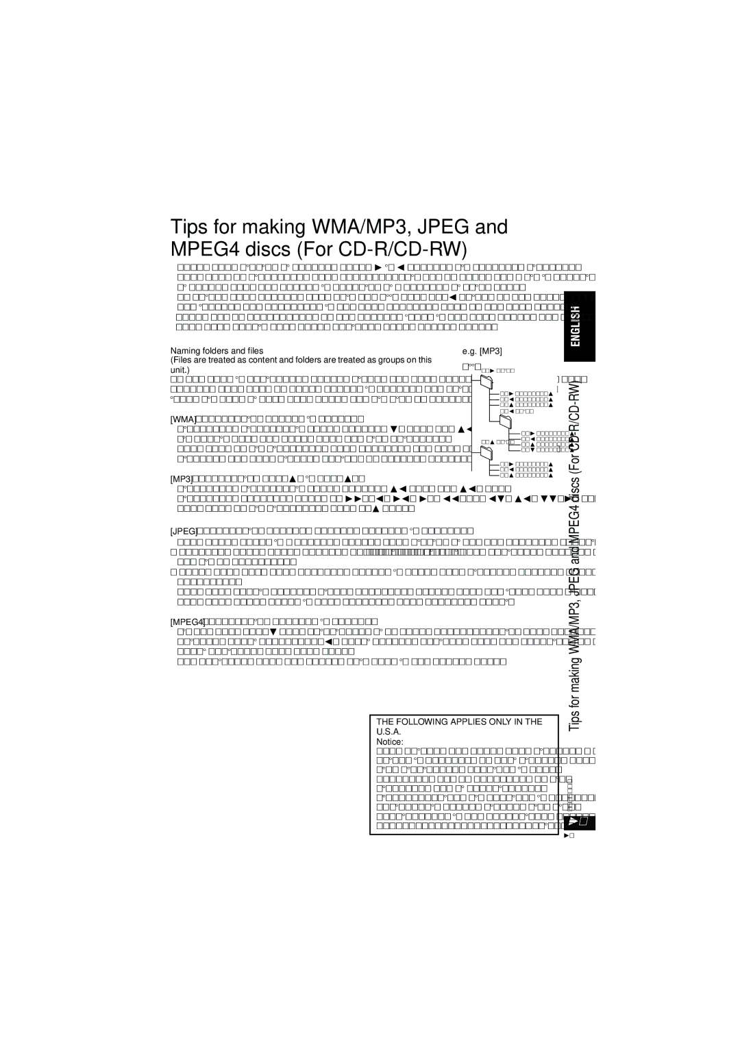 Panasonic DVD-LX95 operating instructions For CD-R/CD-RW, Tips for making WMA/MP3, Jpeg and MPEG4, Following Applies only 