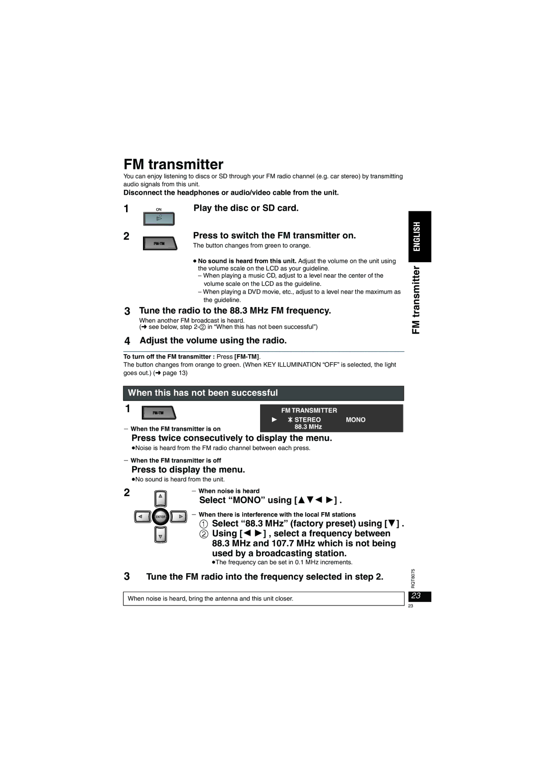 Panasonic DVD-LX95 operating instructions FM transmitter 