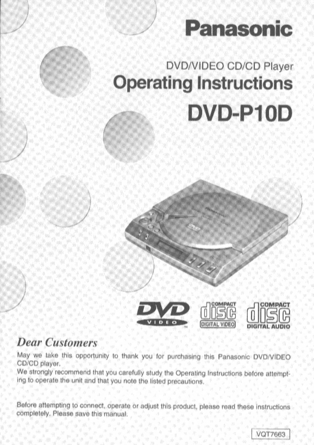 Panasonic DVD-P10D manual 