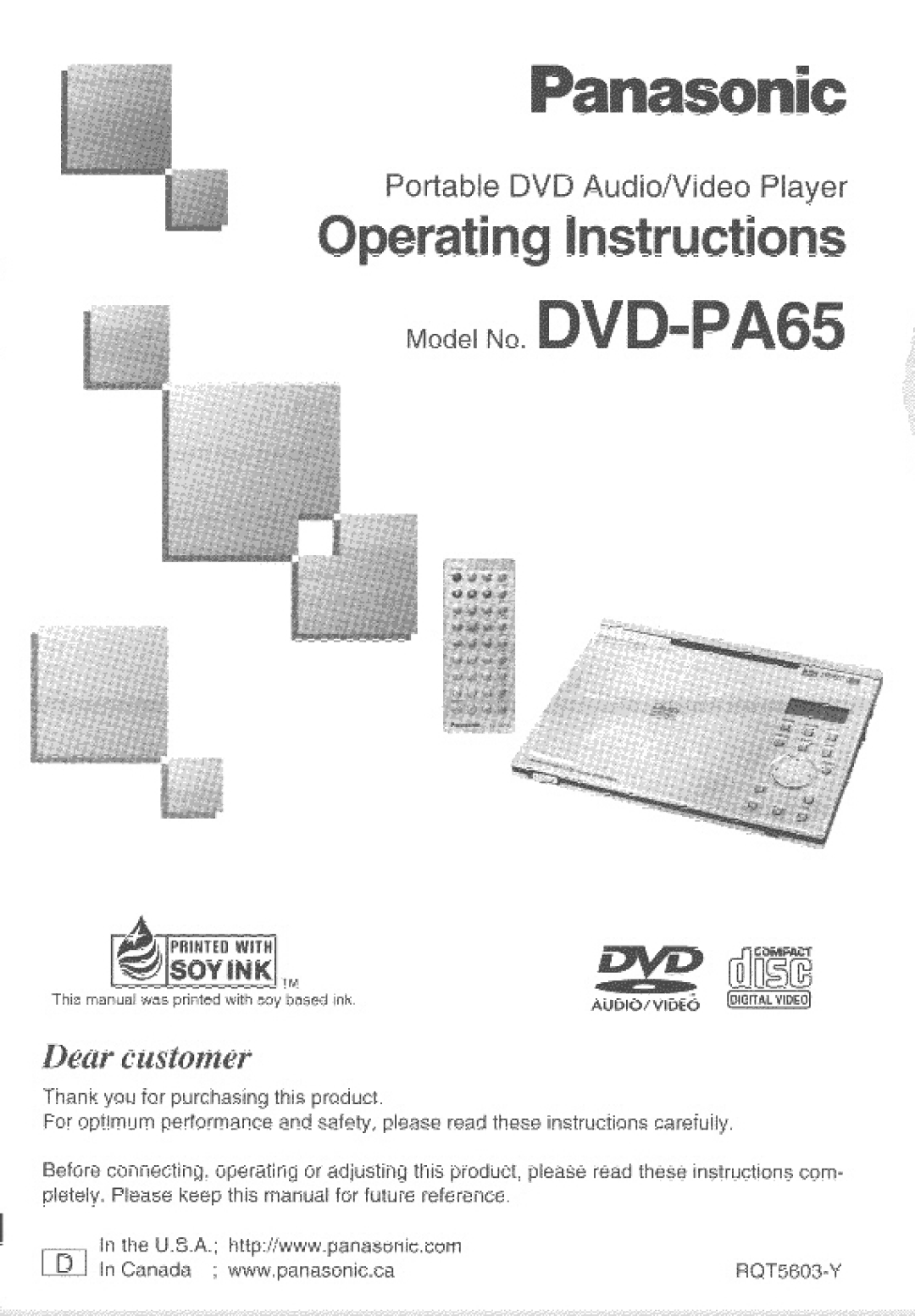 Panasonic DVD-PA65 manual 