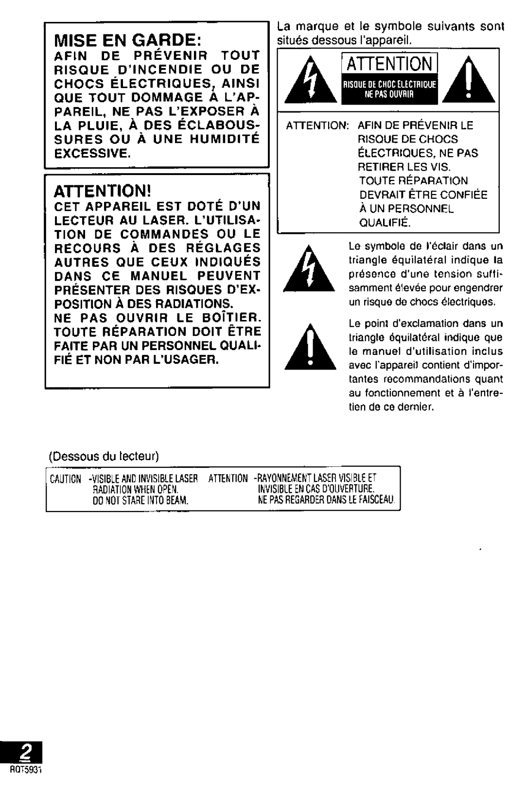 Panasonic DVD-PV40, DVDLV60 manual 