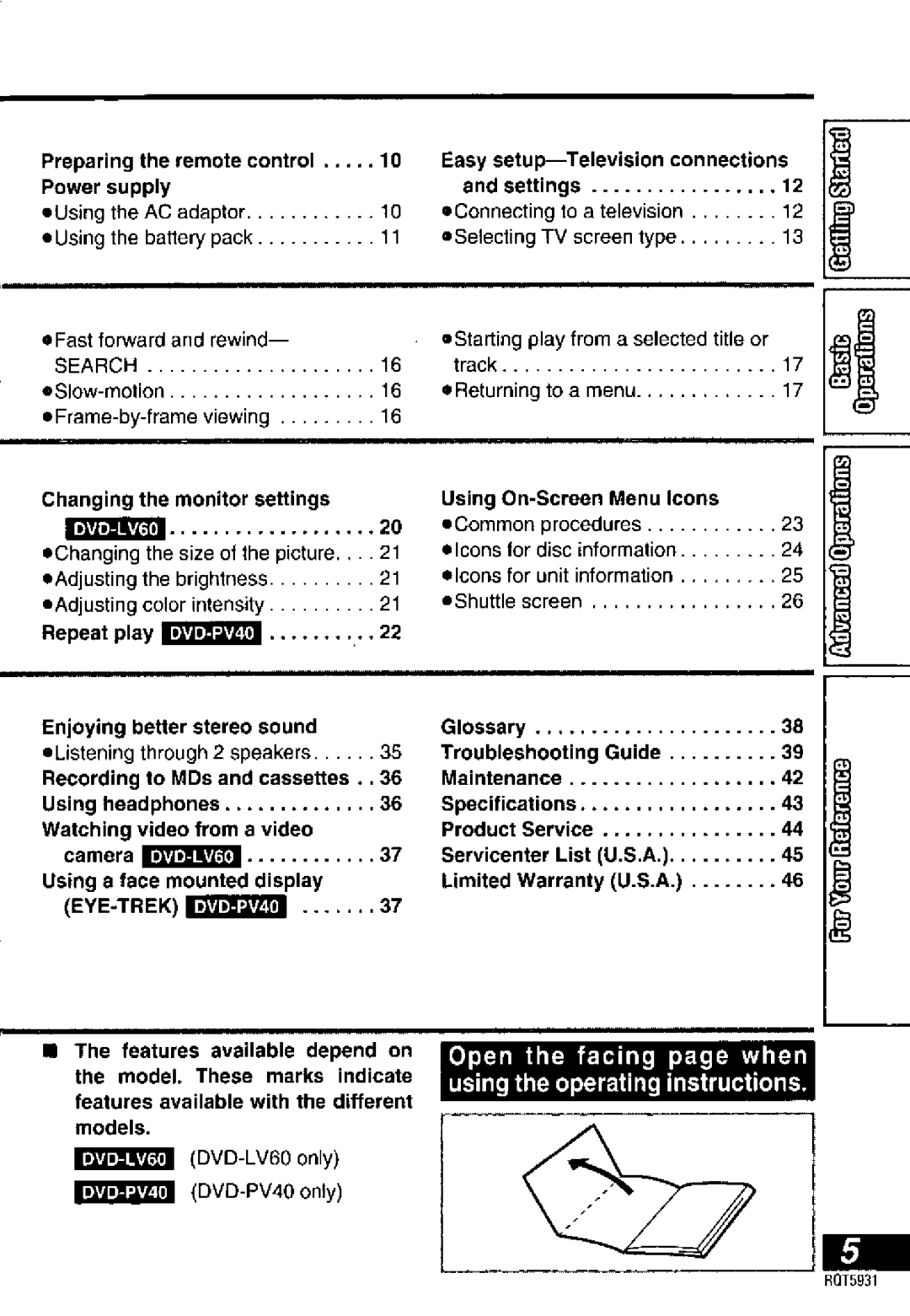 Panasonic DVDLV60, DVD-PV40 manual 