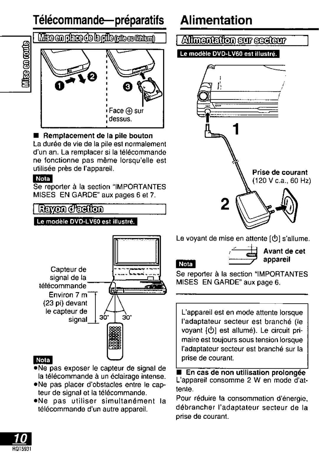 Panasonic DVD-PV40, DVDLV60 manual 