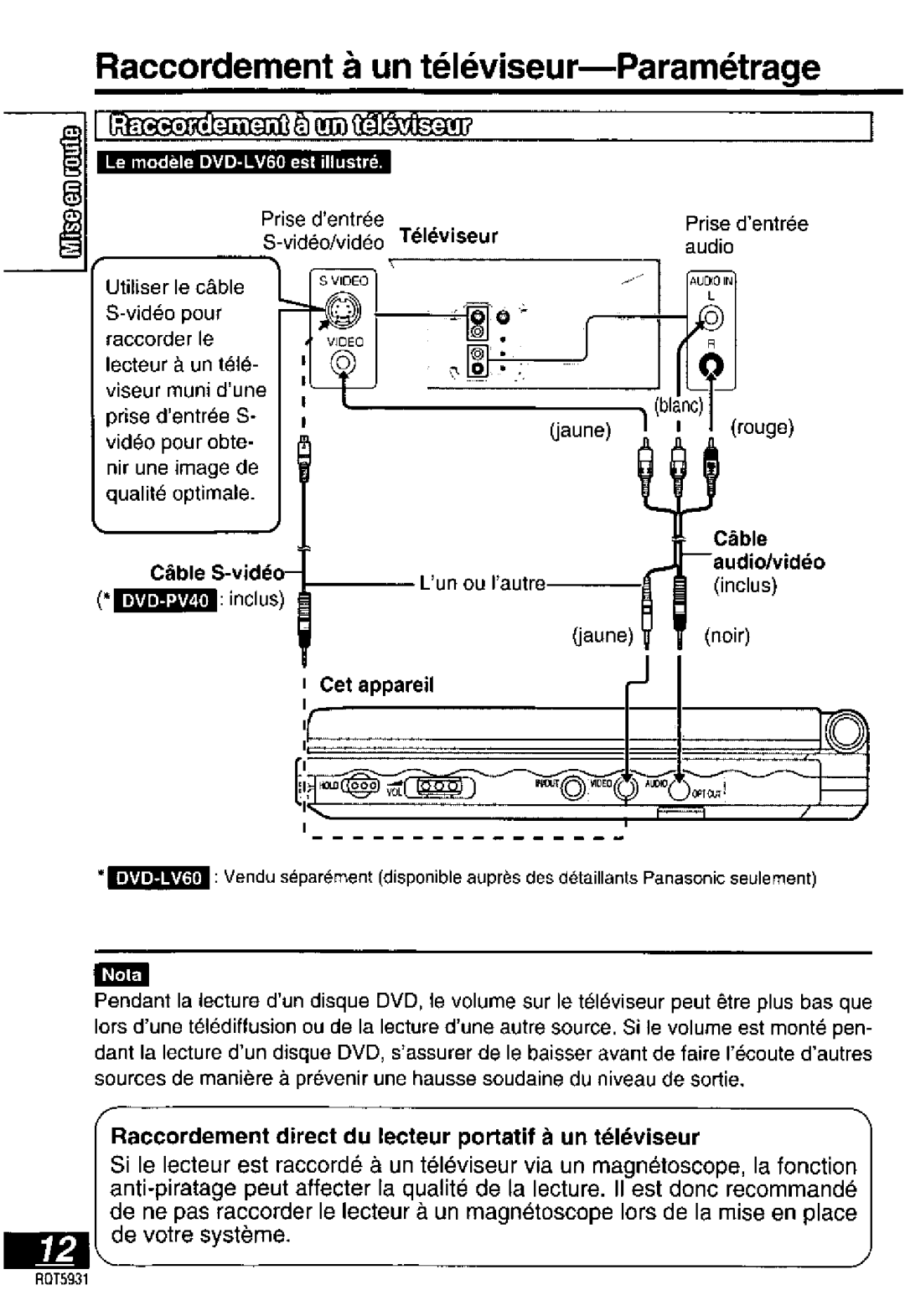 Panasonic DVD-PV40, DVDLV60 manual 