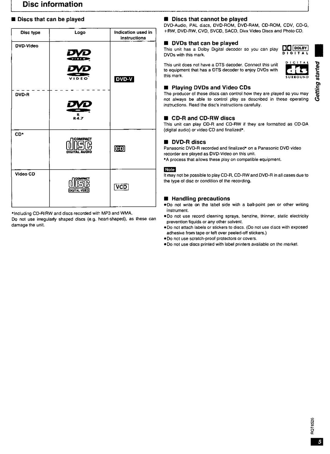 Panasonic DVD-RP62 manual 