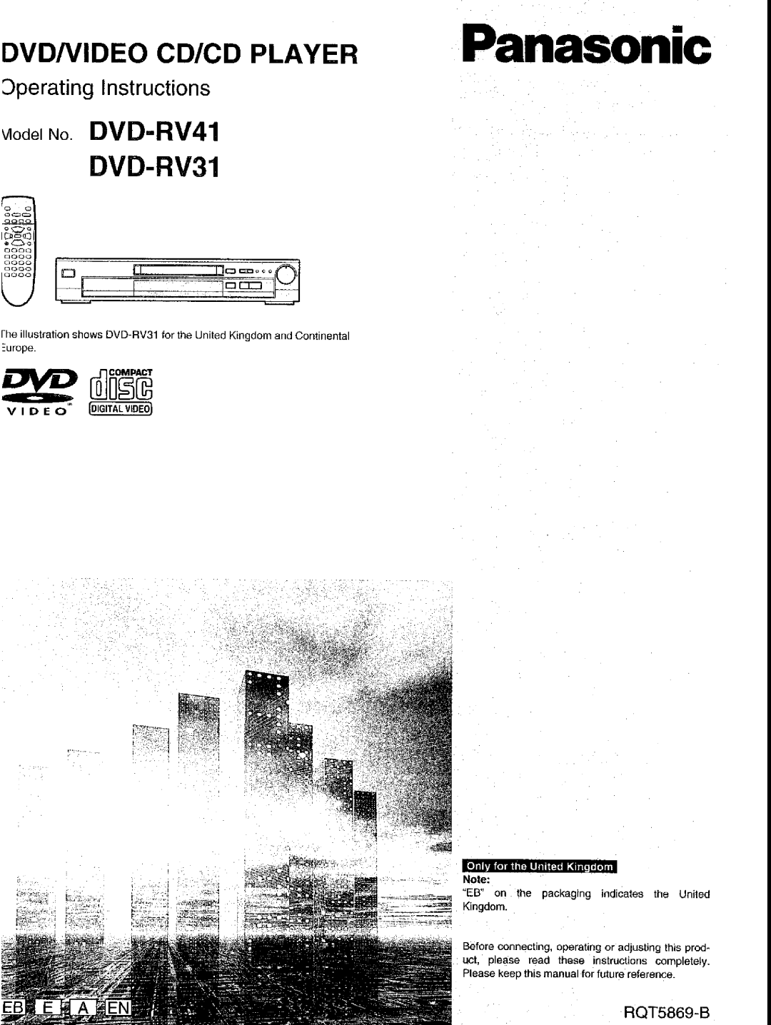 Panasonic DVD-RV41, DVD-RV31 manual 