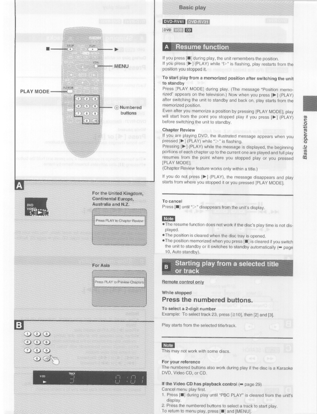 Panasonic DVD-RV41, DVD-RV31 manual 