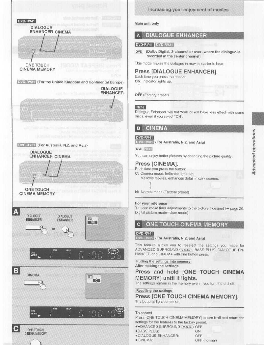 Panasonic DVD-RV41, DVD-RV31 manual 