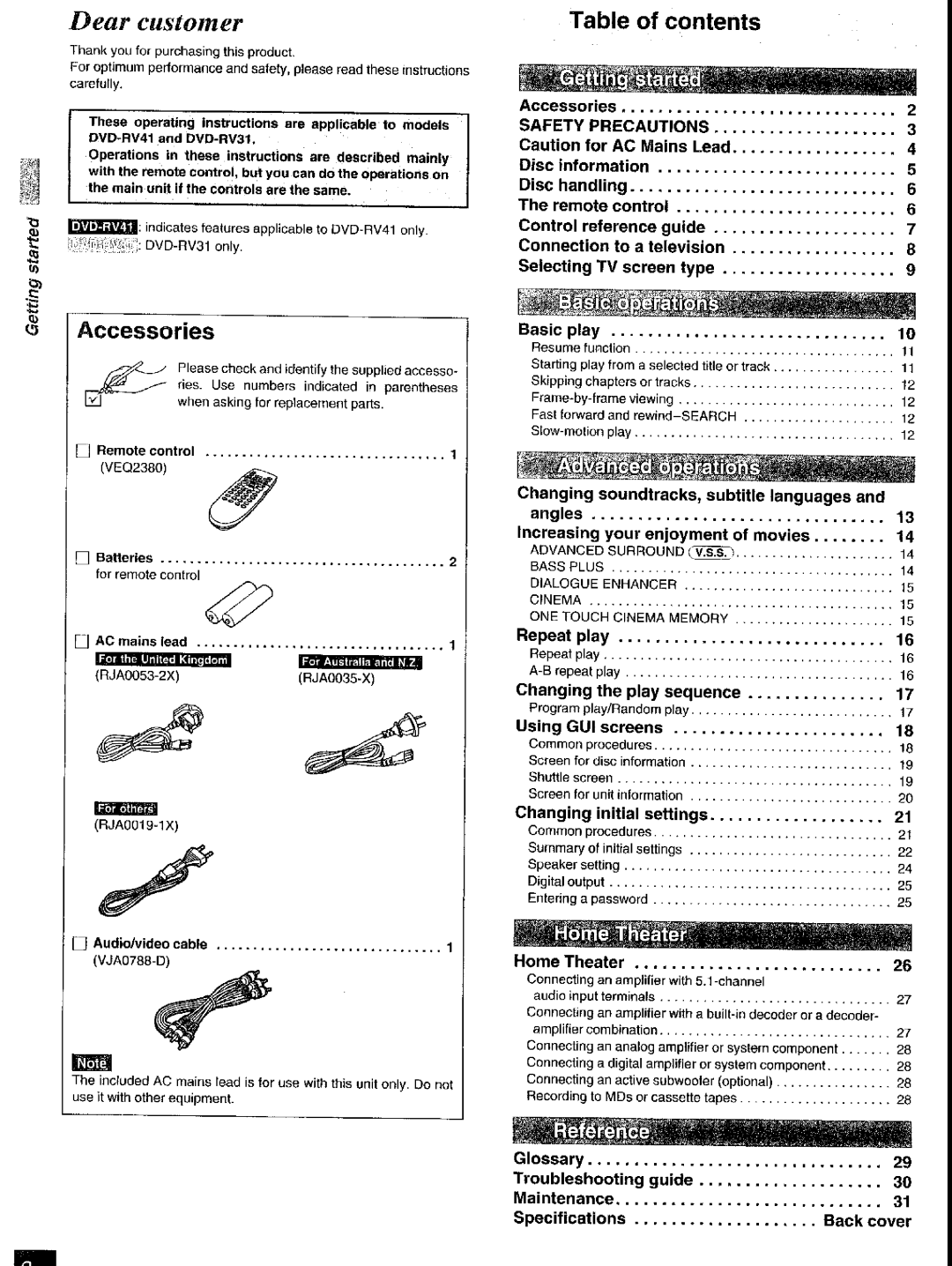 Panasonic DVD-RV31, DVD-RV41 manual 