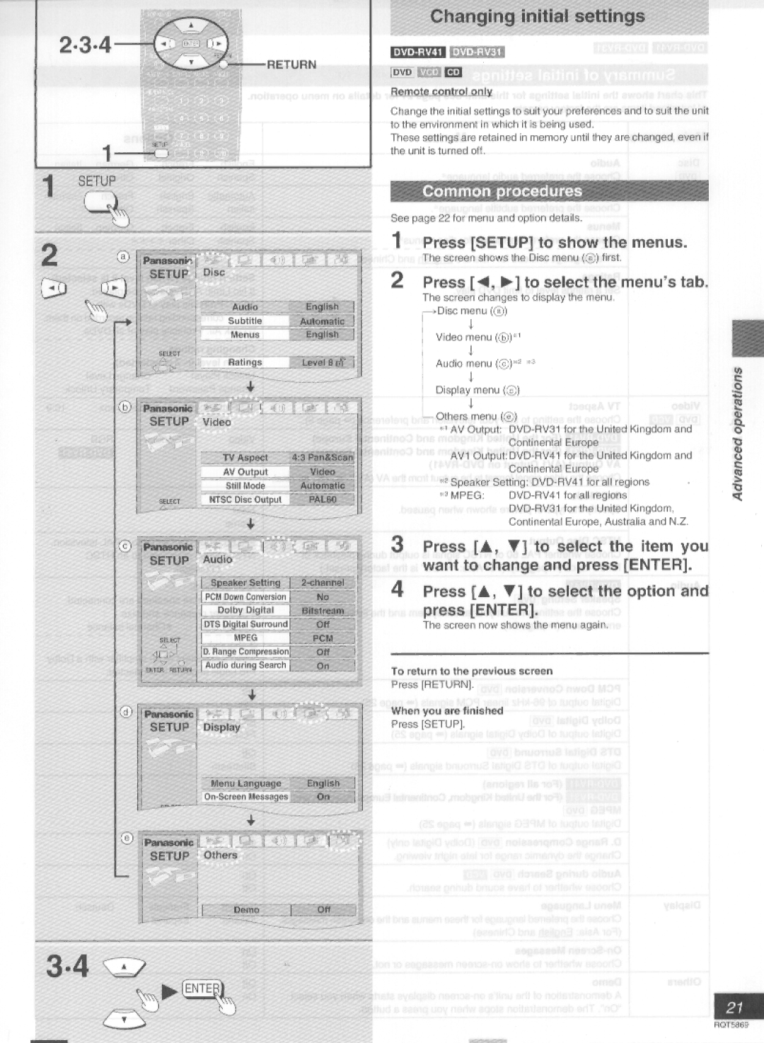 Panasonic DVD-RV41, DVD-RV31 manual 