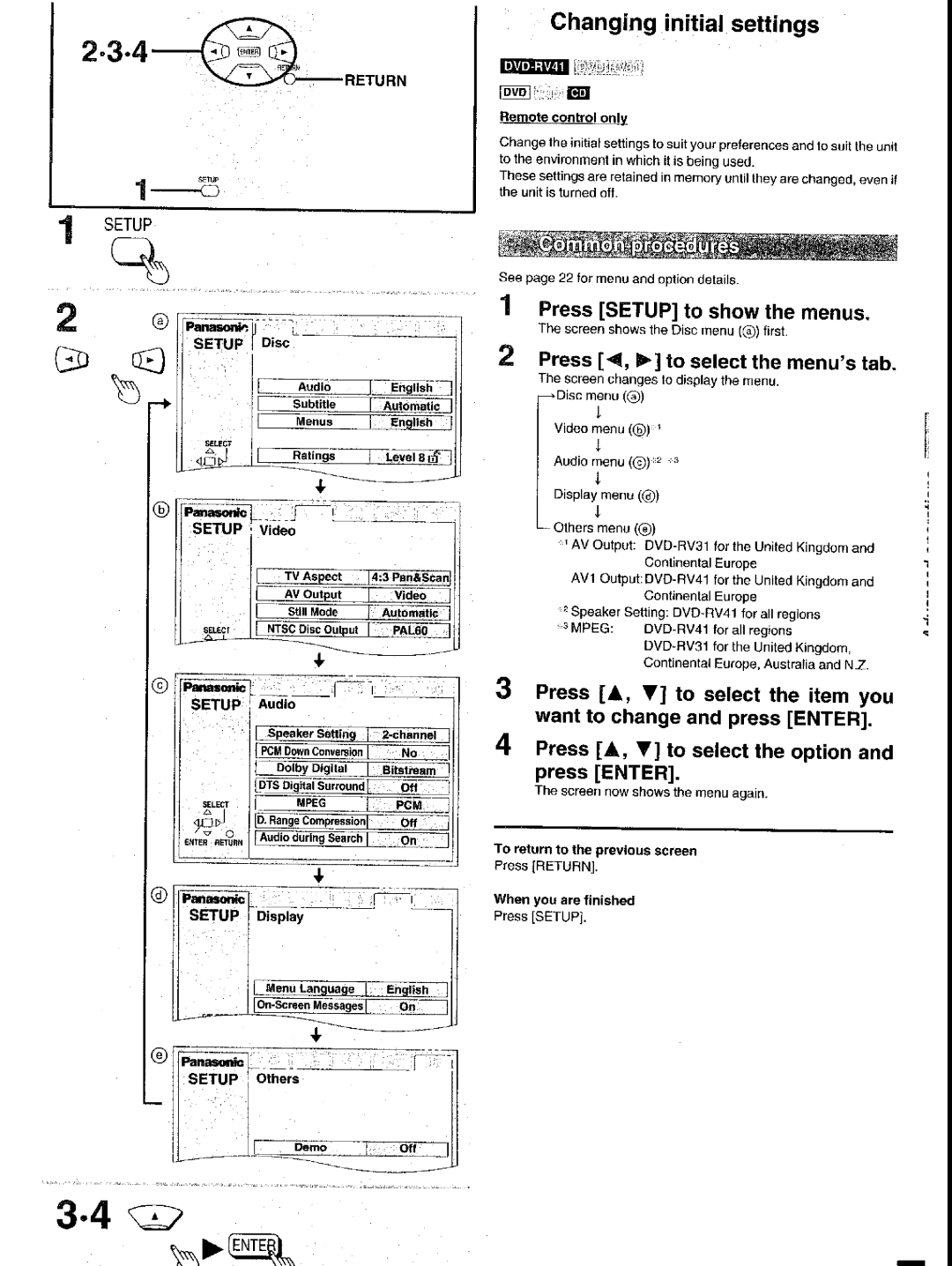 Panasonic DVD-RV41, DVD-RV31 manual 