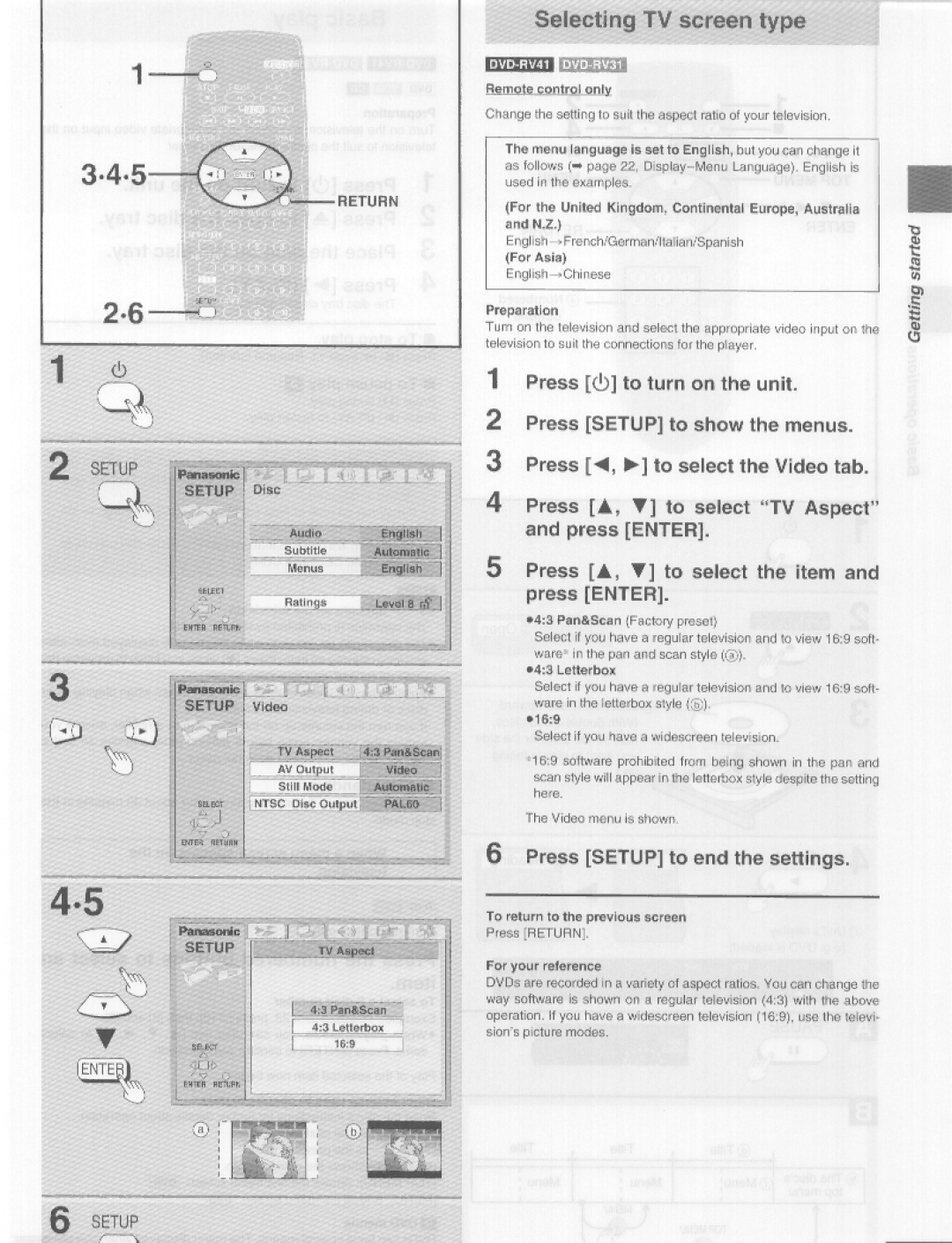 Panasonic DVD-RV41, DVD-RV31 manual 