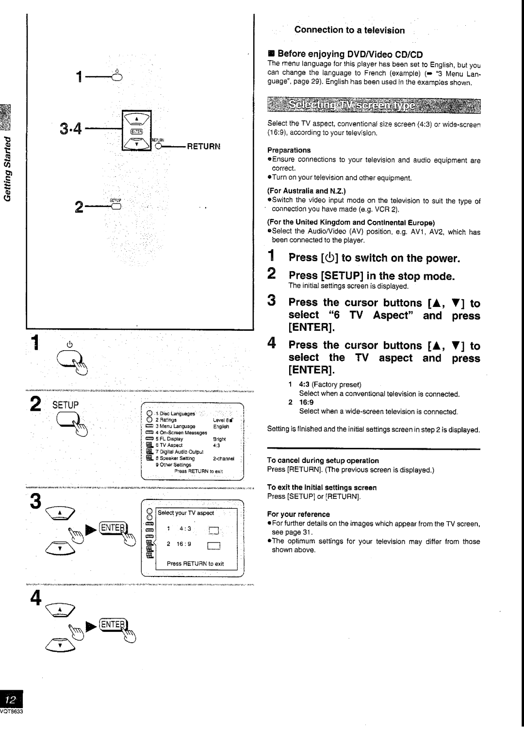 Panasonic DVD-RV40 manual 