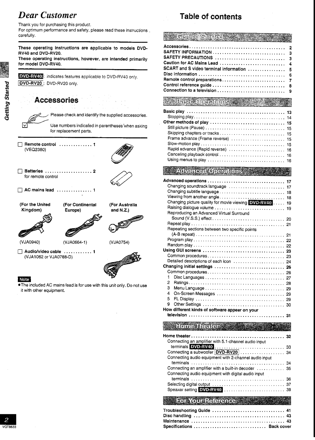 Panasonic DVD-RV40 manual 