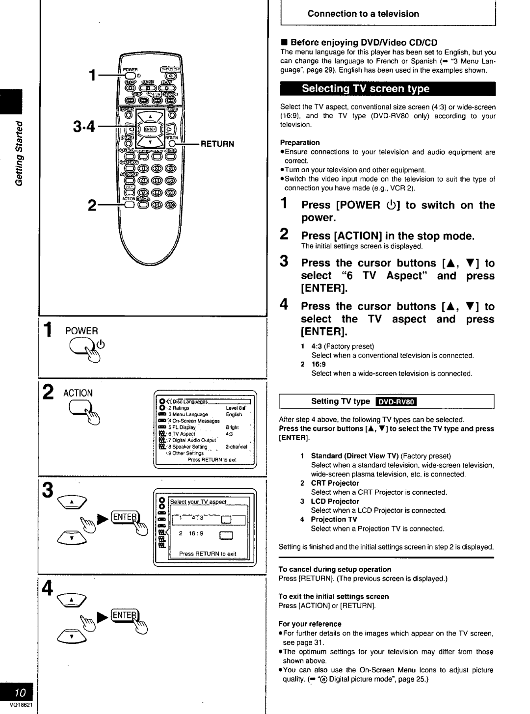 Panasonic DVD-RV80 manual 