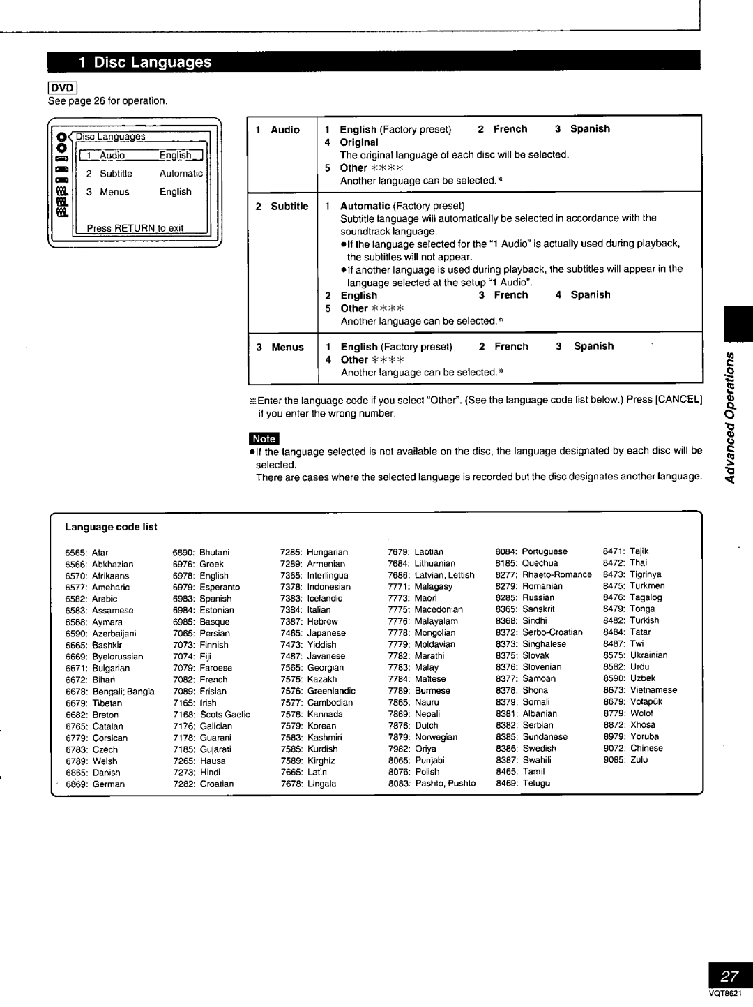 Panasonic DVD-RV80 manual 