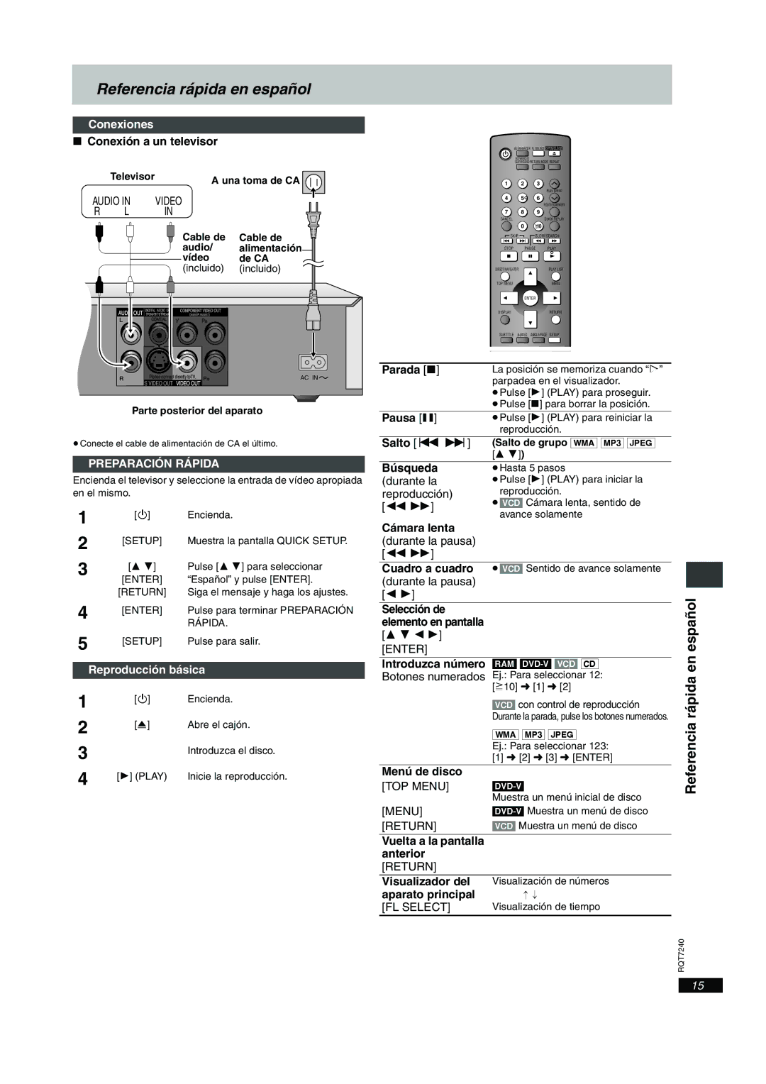 Panasonic DVD-S27 operating instructions Conexiones, Reproducción básica 