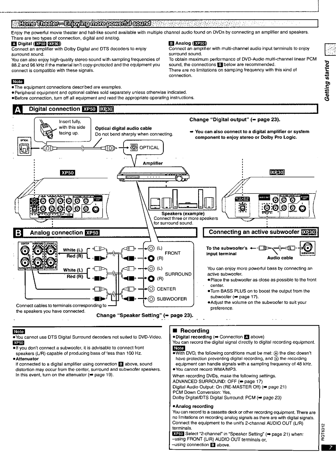 Panasonic DVD-XP50, DVD-XP30 manual 