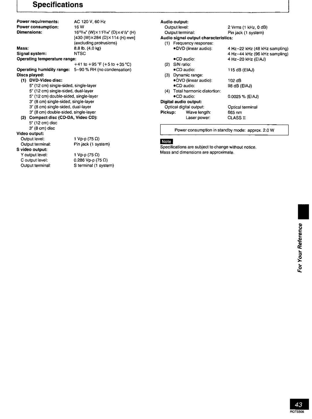 Panasonic DVD-CV35, DVDCV40 manual 