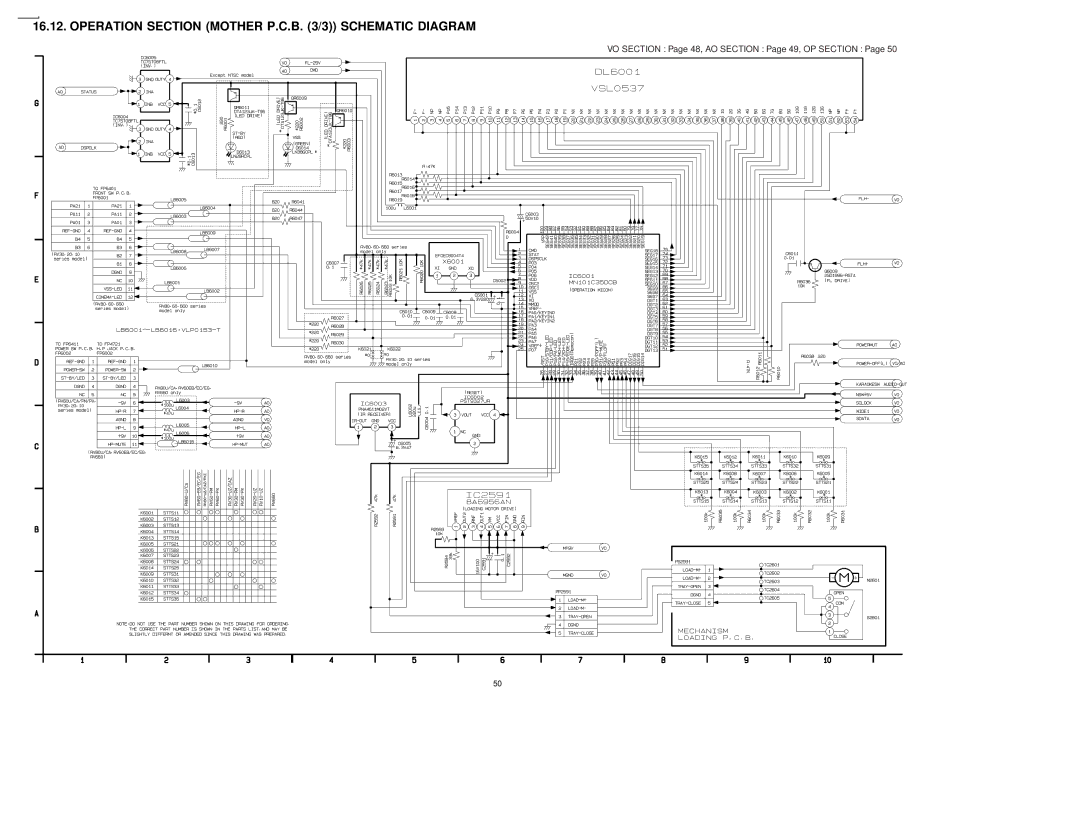 Panasonic DVDRV60 specifications Operation Section Mother P.C.B /3 Schematic Diagram 