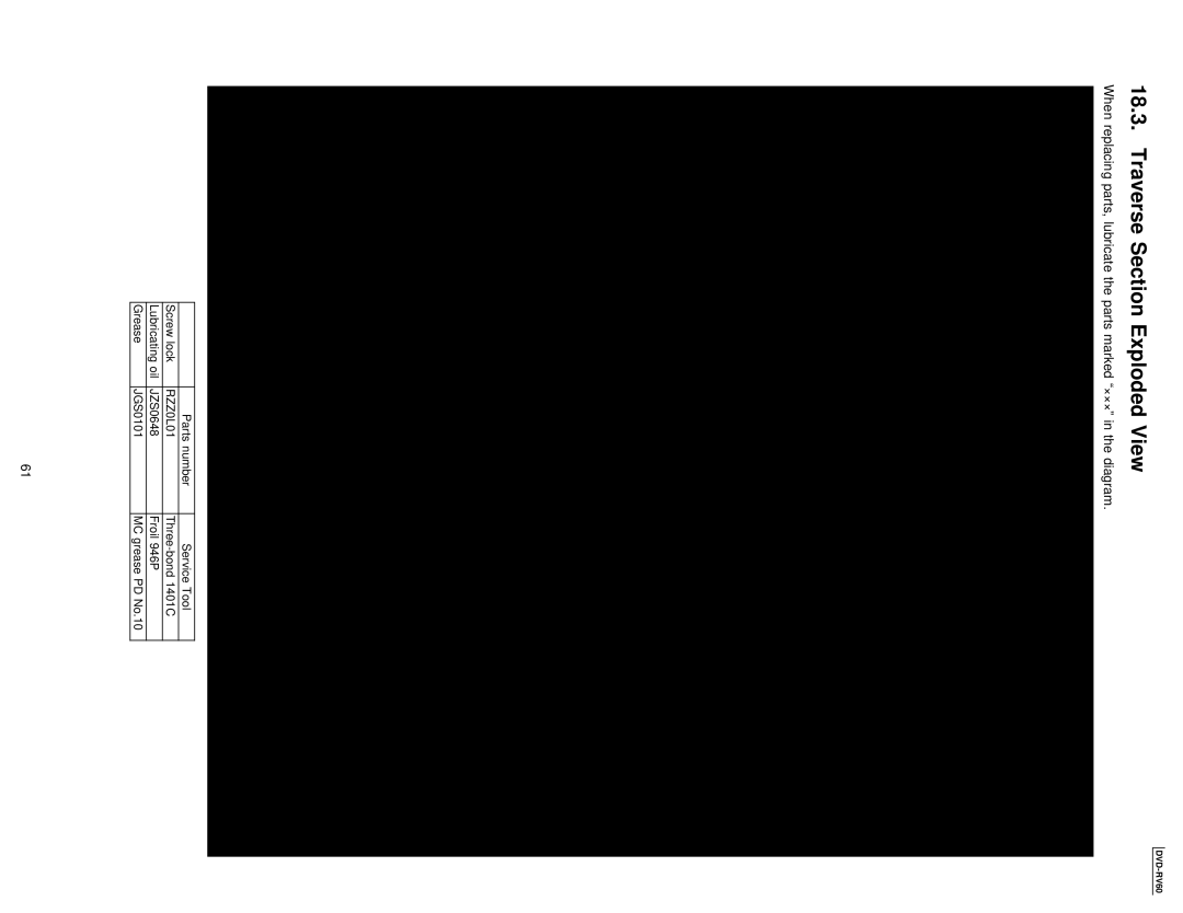 Panasonic DVDRV60 specifications Traverse Section Exploded View 