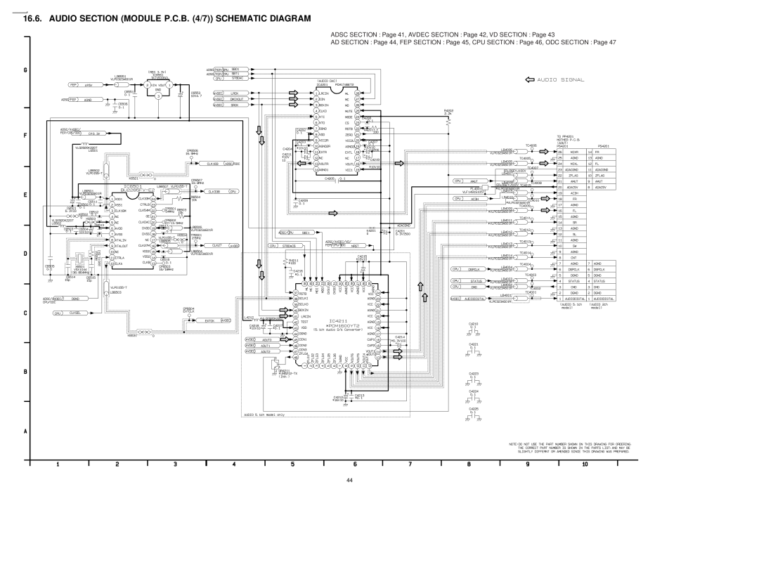 Panasonic DVDRV60 specifications AUDIO SECTION MODULE P.C.B. 4/7 SCHEMATIC DIAGRAM 