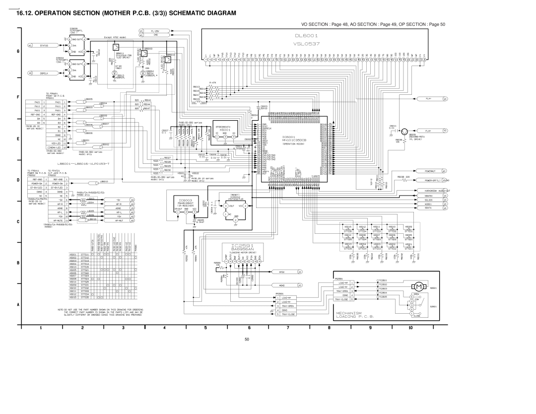 Panasonic DVDRV60 specifications OPERATION SECTION MOTHER P.C.B. 3/3 SCHEMATIC DIAGRAM 