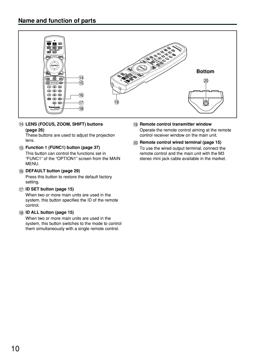 Panasonic PT-D5700UL, DW5100UL, PT-DW5100U operating instructions Bottom 