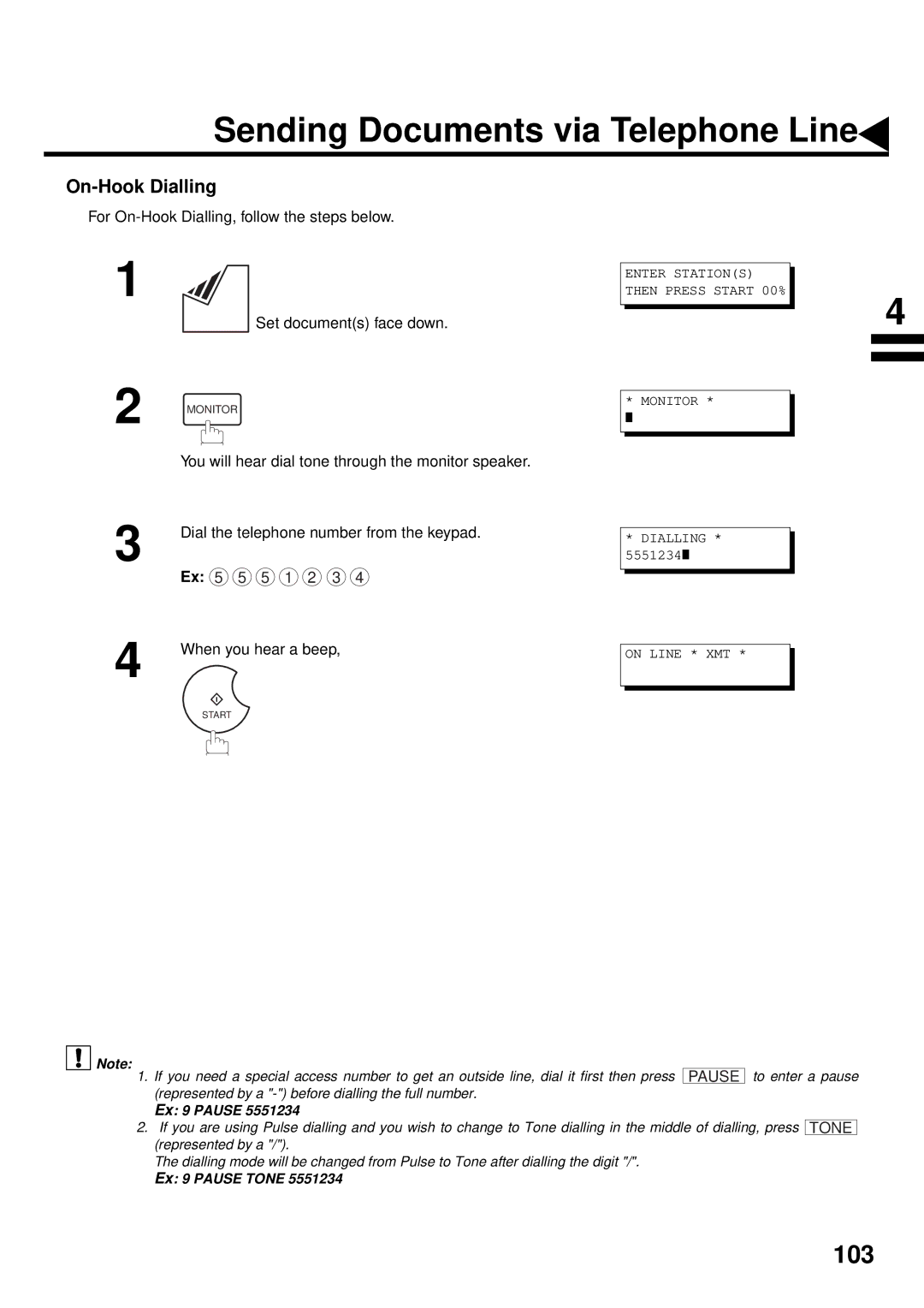 Panasonic DX-2000 manual On-Hook Dialling 