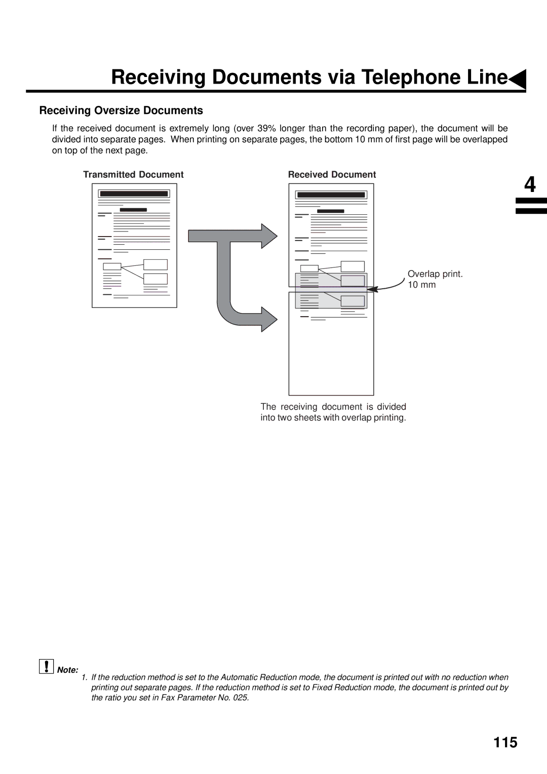 Panasonic DX-2000 manual Receiving Oversize Documents, Transmitted Document Received Document 