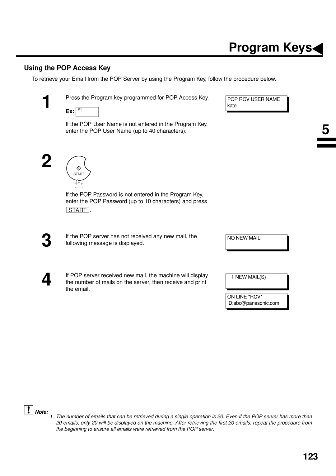 Panasonic DX-2000 manual Using the POP Access Key 