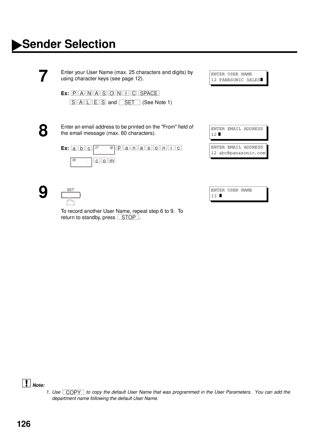 Panasonic DX-2000 manual Enter your User Name max characters and digits by, Using character keys see, Ex P a N a S O N 