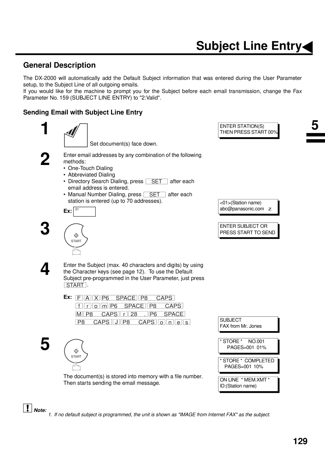 Panasonic DX-2000 manual Sending Email with Subject Line Entry, Ex F, E s 