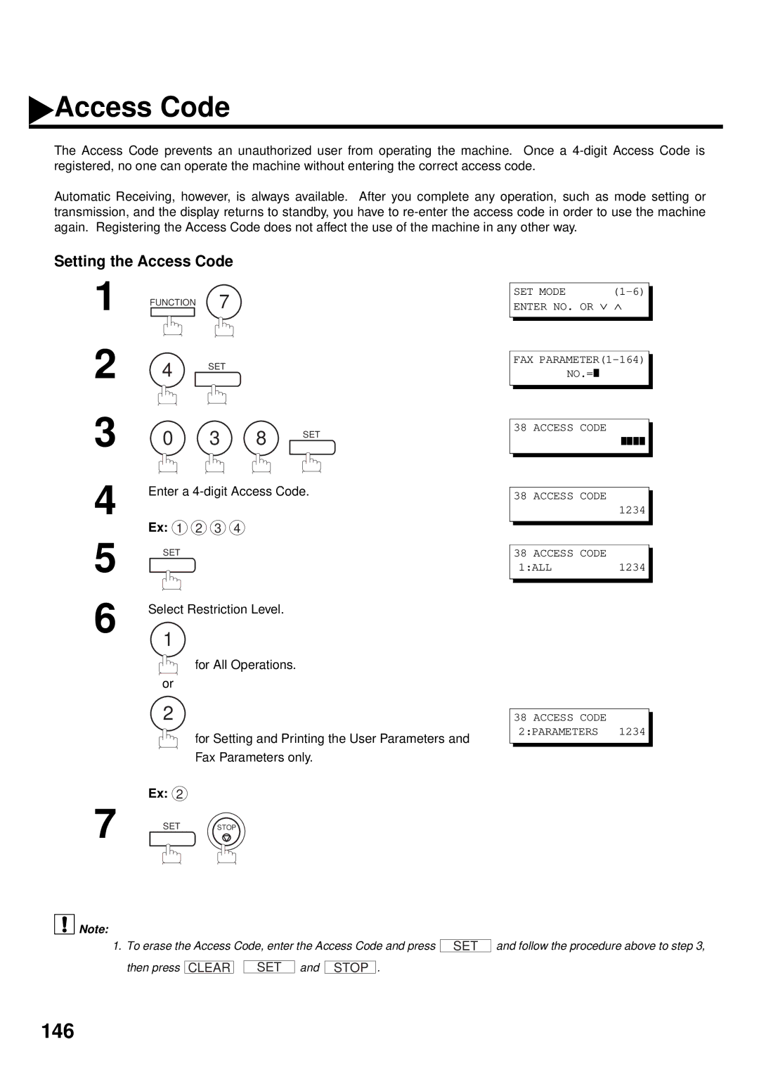 Panasonic DX-2000 manual Setting the Access Code, Enter a 4-digit Access Code 